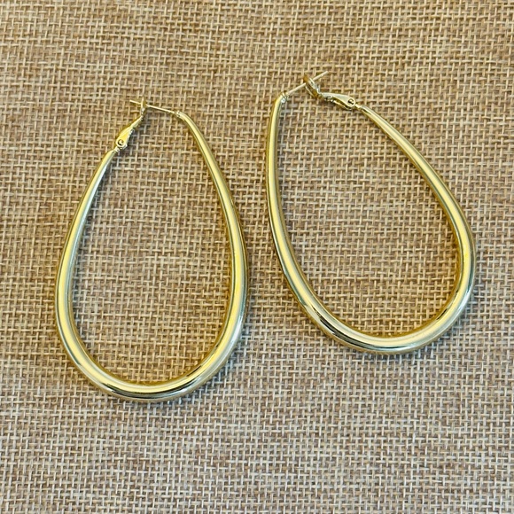 Drop in gold hoops - Picture 1 of 1